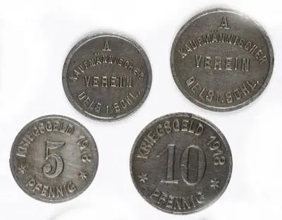 2 sztuki: monety zastępcze Kriegsgeld 1918 
