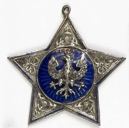 Żeton patriotyczny w formie gwiazdy z orłem