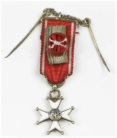 Miniatura Krzyża Oficerskiego Orderu Odrodzenia Polski