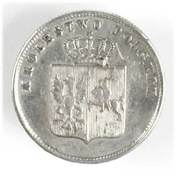 Spinka wykonana monety z okresu Powstania Listopadowego 1831.
