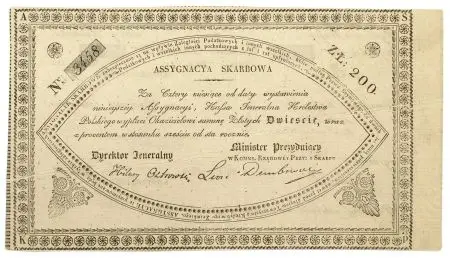 Asygnata skarbowa na 200 złotych polskich 1831