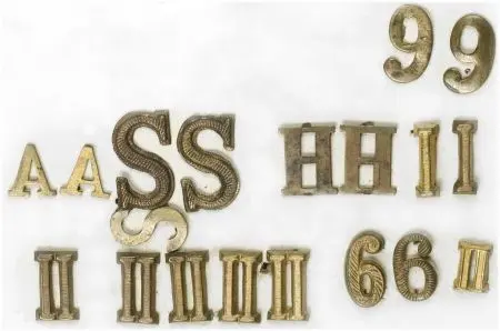 Zestaw cyfr i liter na kołnierze i patki