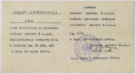  Zestaw 2 dokumentów na nazwisko Zdanowicz Jan