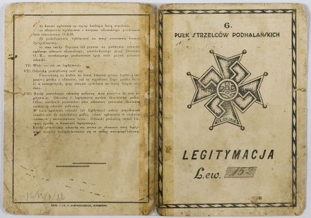  Legitymacja 6 Pułku strzelców Podhalańskich nr 152