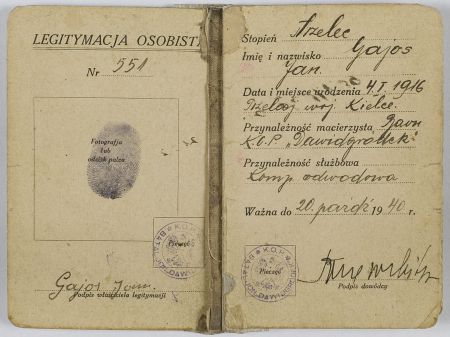  Legitymacja osobista K.O.P. Batalion 