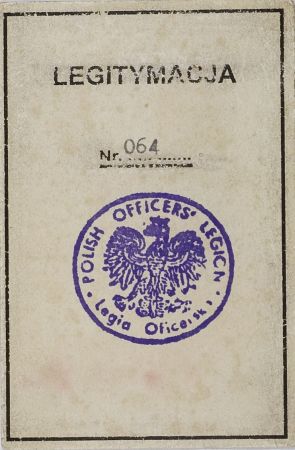  Legitymacja do odznaki Legii Oficerskiej na nazwisko kpt. Jurewicz Wincenty