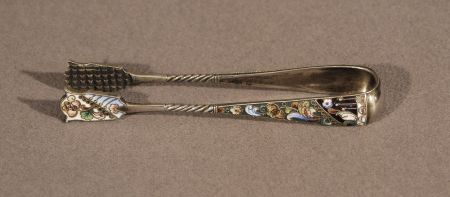 SREBRNE SZCZYPCE DO CUKRU Z EMALIĄ KOMÓRKOWĄ 