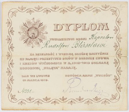 Dyplom do odznaki honorowej 