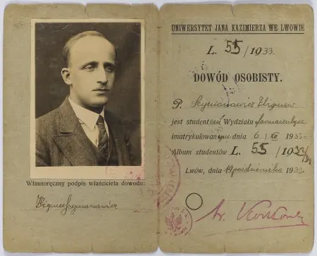 Dowód osobisty studenta Uniwersytet Jana Kazimierza we Lwowie p. Zbigniewa Szymanowicza