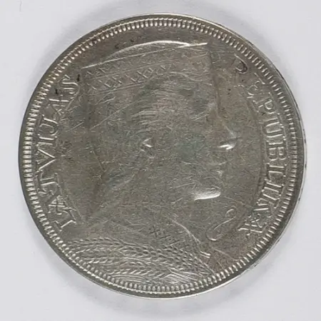 5 łatów 1932. Stan III. Łotwa. 80