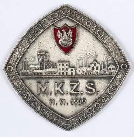 Plakieta M.K.Z.S RAJD SPRAWNOŚCI KATOWICE - MYSŁOWICE 11.VI.1939