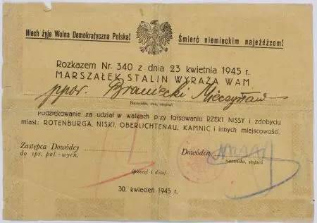 Zestaw 2 dokumentów na nazwisko ppor. Branicki Mieczysław