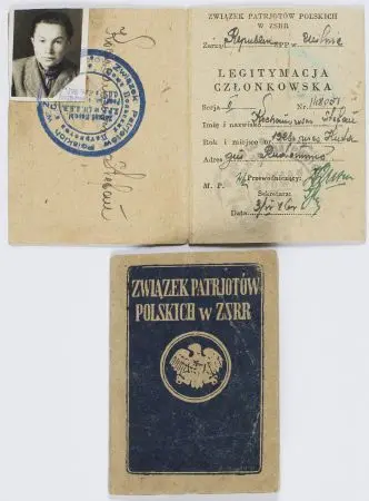 Zestaw 2 legitymacji Związku Patriotów Polskich z ZSRR z lat 1944-46
