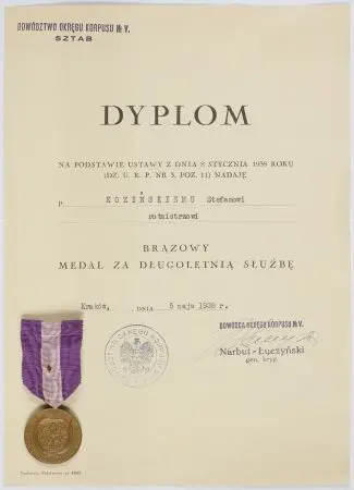 Brązowy Medal za Długoletnią Służbę wraz z dyplomem