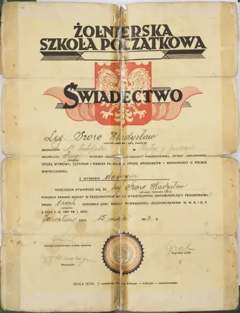 Żołnierska Szkoła Początkowa świadectwo