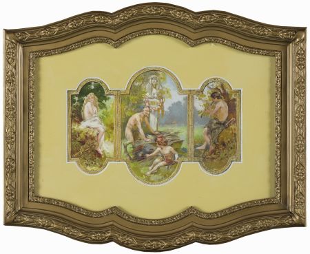 TRYPTYK Z DRIADĄ, satyrem zbierającym chrust i muzykującym pastuszkiem