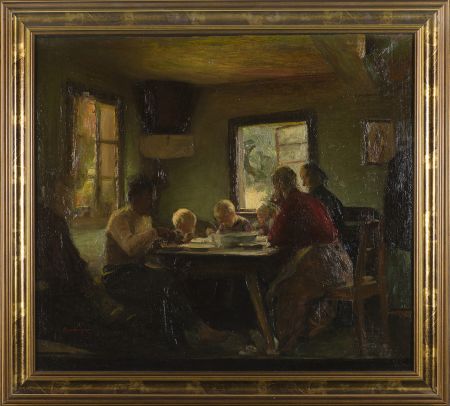 SCENA RODZAJOWA W WIEJSKIEJ CHACIE