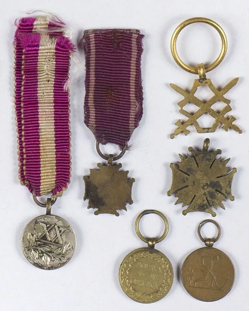 Zestaw 5 miniaturek odznaczeń - Medal za długoletnią służbę