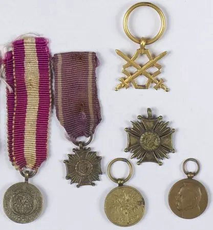 Zestaw 5 miniaturek odznaczeń - Medal za długoletnią służbę