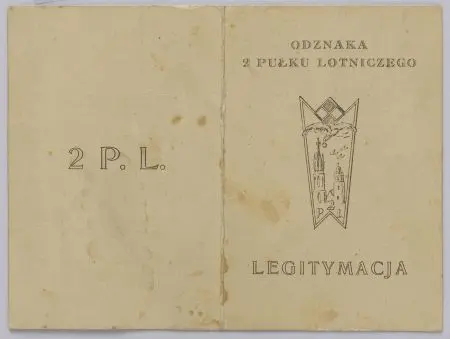 Legitymacja do odznaki pamiątkowej 2 Pułk Lotniczy
