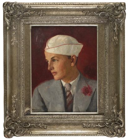 PORTRET MŁODZIEŃCA W FURAŻERCE Z CZERWONĄ LAMÓWKĄ