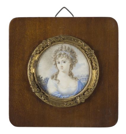 Miniatura Elżbieta Grabowska z Szydłowskich (?) na tle Łazienek Królewskich