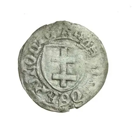 KAZIMIERZ JAGIELLOŃCZYK (1440-1492) półgrosz toruński, rzadka odmiana