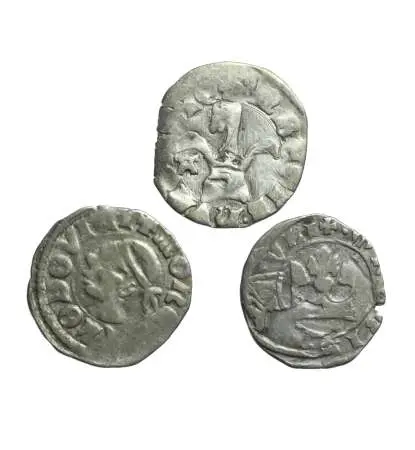 KRÓLESTWO WĘGIER, zestaw 3 denarów Karola Roberta i Ludwika Wegierskiego