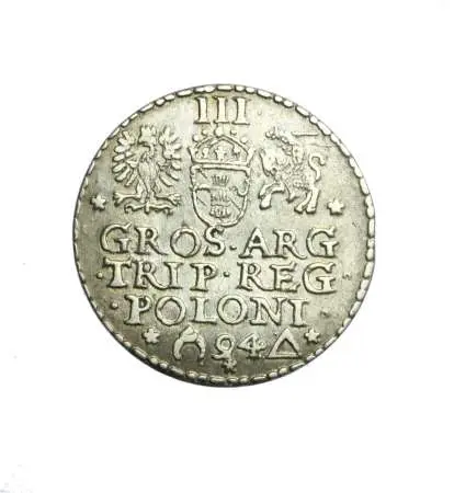 ZYGMUNT III WAZA, trojak malborski 1594 z otwartym pierścienim R1;