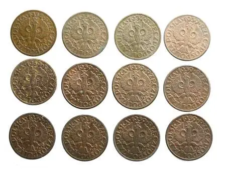 II RP-ZESTAW 1-GROSZÓWEK 1934-1939, 12 sztuk