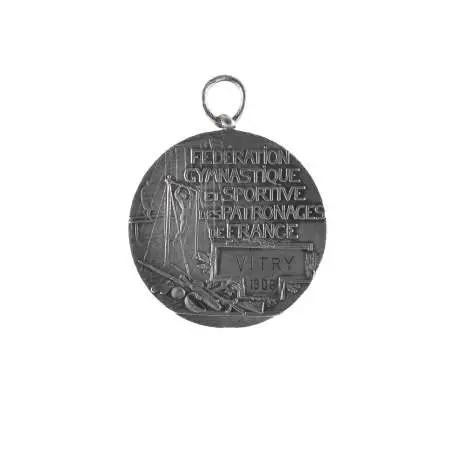 Medal nagrodowy, sportowy, Francja, Federacja Gimnastyki i Sportu "FEDERATION GYMASTIQUE ET SPORTIVE DES PATRONAGES DE FRANCE VITRY 1906"