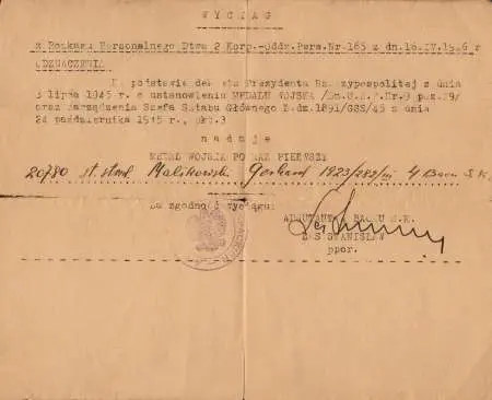 Zestaw pamiątkowy po Gerardzie Malinowskim PSZ/zach