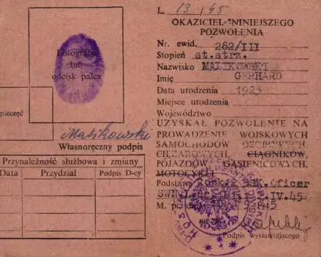 Zestaw pamiątkowy po Gerardzie Malinowskim PSZ/zach