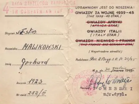 Zestaw pamiątkowy po Gerardzie Malinowskim PSZ/zach