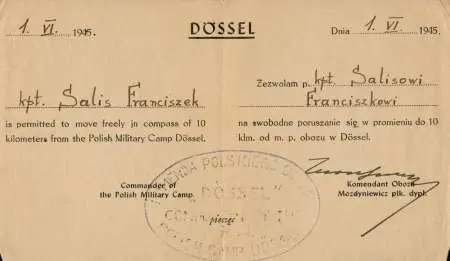 Stała przepustka Polskiego Obozu Wojskowego w D?ssel