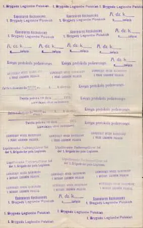 Zestaw 2 kart z odbiciami pieczęci I oraz III Brygady Legionów Polskich z kopertą