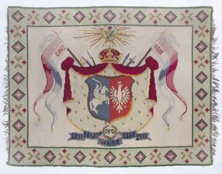 Kilim patriotyczny w formie poziomego prostokąta, wełniany
