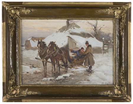 ZAPRZĘG PRZED CHATĄ