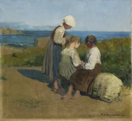 Dziewczynki zaplatające włosy