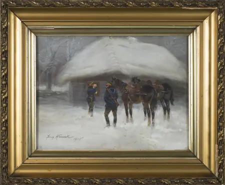 Zimowy patrol przed chatą