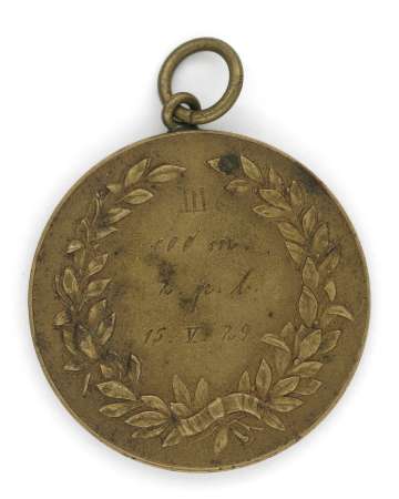 Medal nagrodowy 2 Pułk Lotniczy, III miejsce w biegu na 100 m. Kraków 15.V. 1929