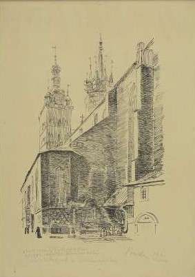 Widok na Kościół Mariacki w Krakowie od strony Placu Mariackiego