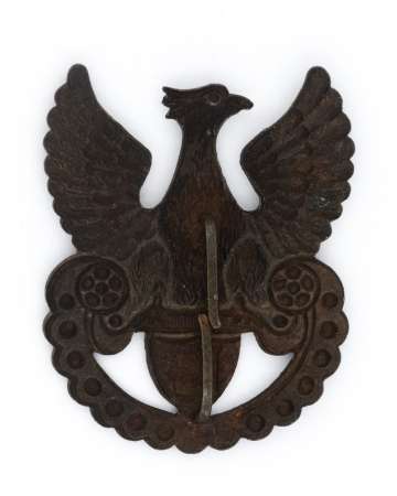 Orzeł z falistą dolną krawędzią tarczy amazonek - litera "L"