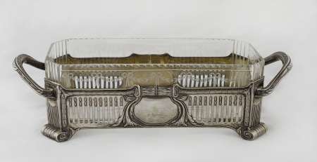 ŻARDINIERA SREBRNA Z WKŁADEM SZKLANYM