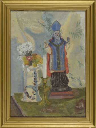 MARTWA NATURA Z FIGURKĄ ŚW. AMBROŻEGO