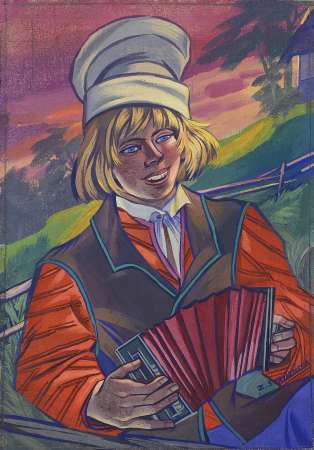 CHŁOPIEC GRAJĄCY NA AKORDEONIE