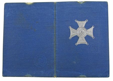 LEGITYMACJA KRZYŻ SREBRNY ORDERU WOJENNEGO VIRTUTI MILITARI NUMER 611 (V KLASA), TZW. "KOLEJOWA"