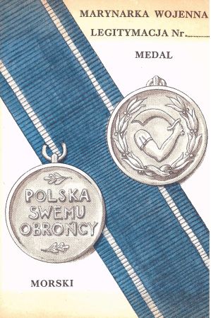Legitymacja do odznaczenia - Medal Morski, in blanco