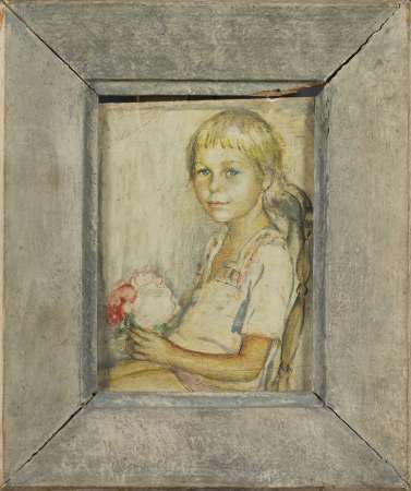 PORTRET DZIEWCZYNKI Z BUKIETEM KWIATÓW