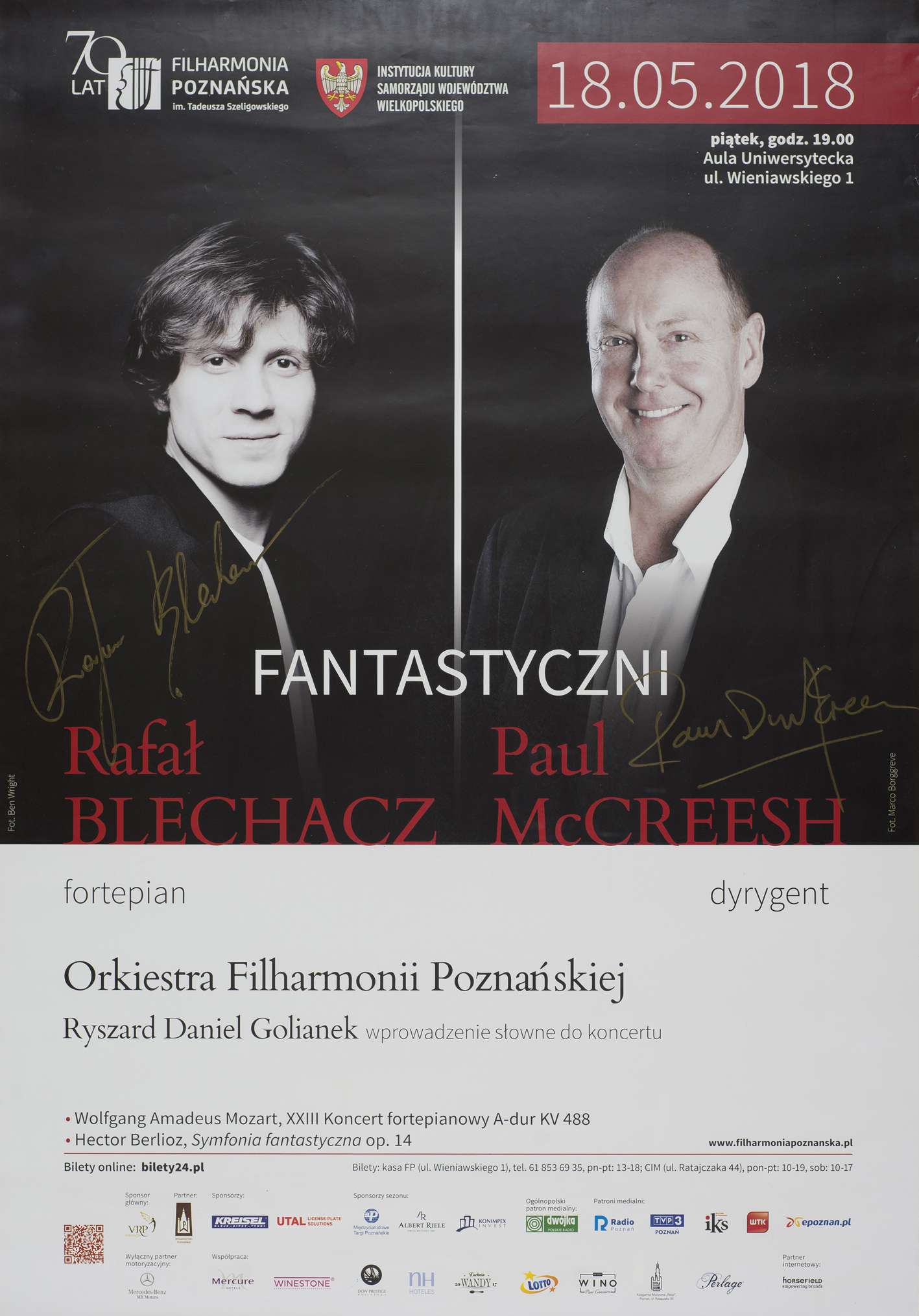 Plakat Fantastyczni - Rafał Blechacz, Paul McCreesh sygnowany przez muzyków.